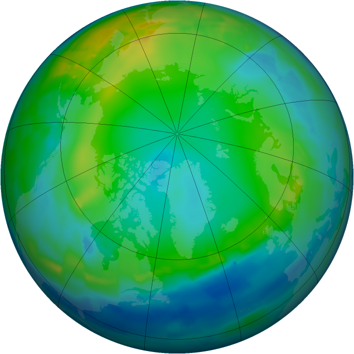 Arctic ozone map for 06 December 2011